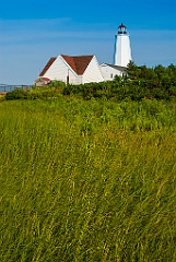 Beachgrass Surrounds Lynde Point Lighthouse in Connecticut